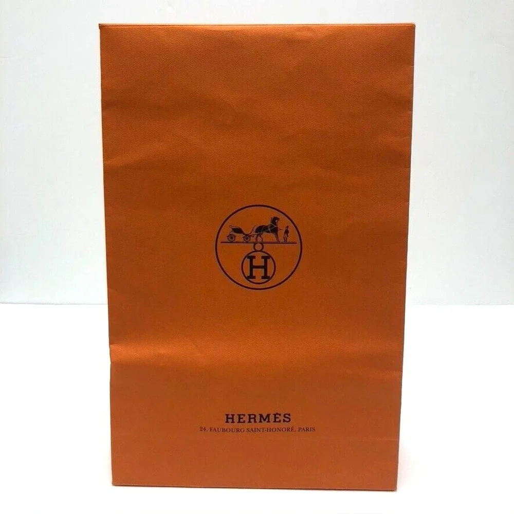 Hermes Authentic Orange Gift Paper Shopping Bag Medium Fold Top 10.5x16.25x4